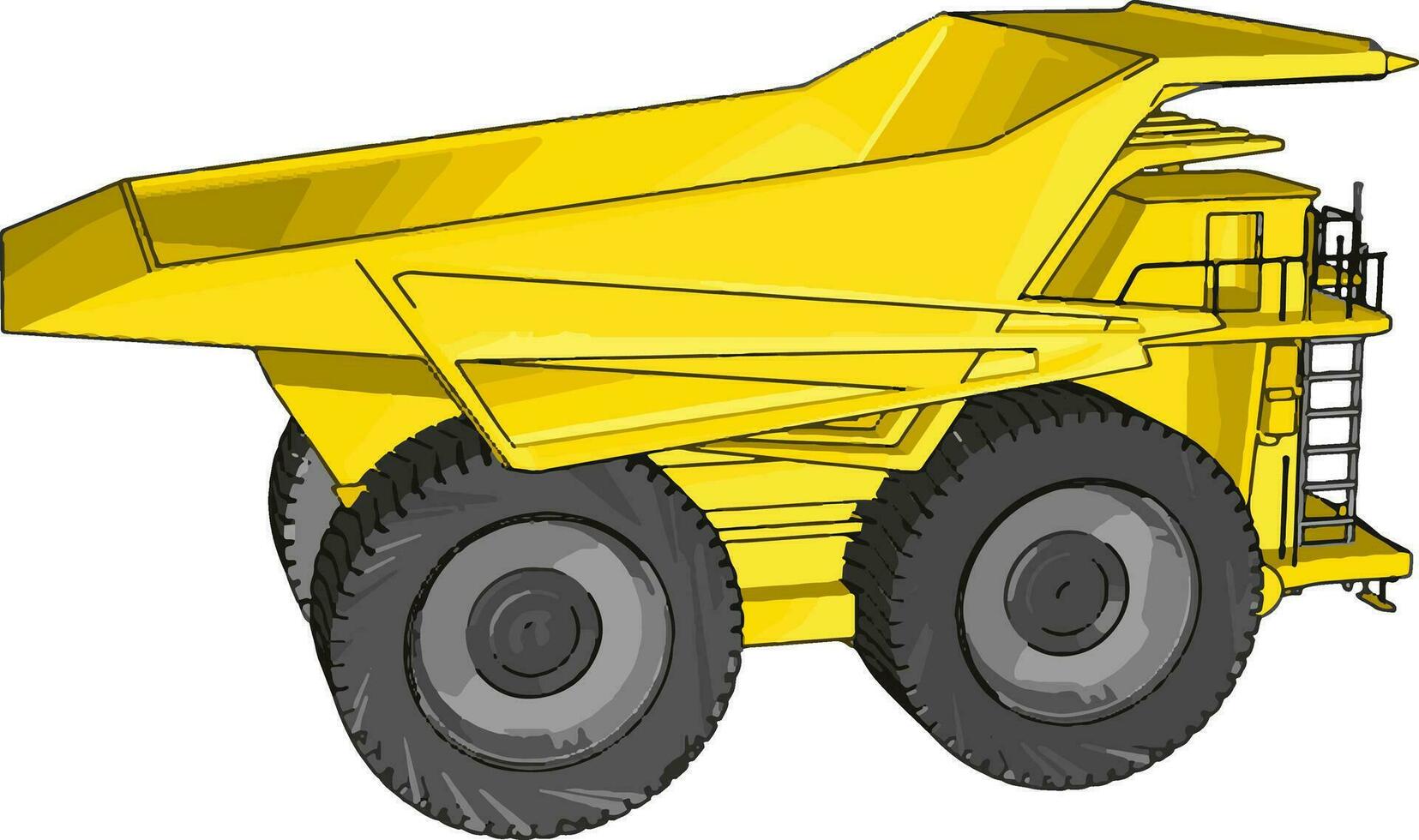Vector illustration of an yellow dumper truck white background