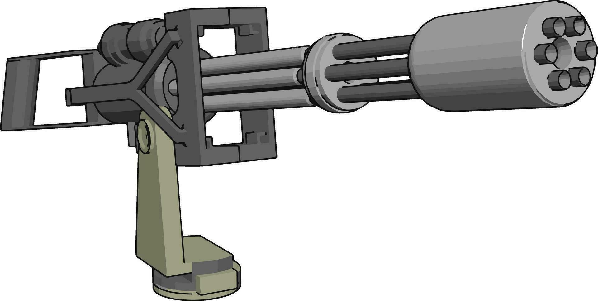 3D vector illustration on white background  of a military machine gun
