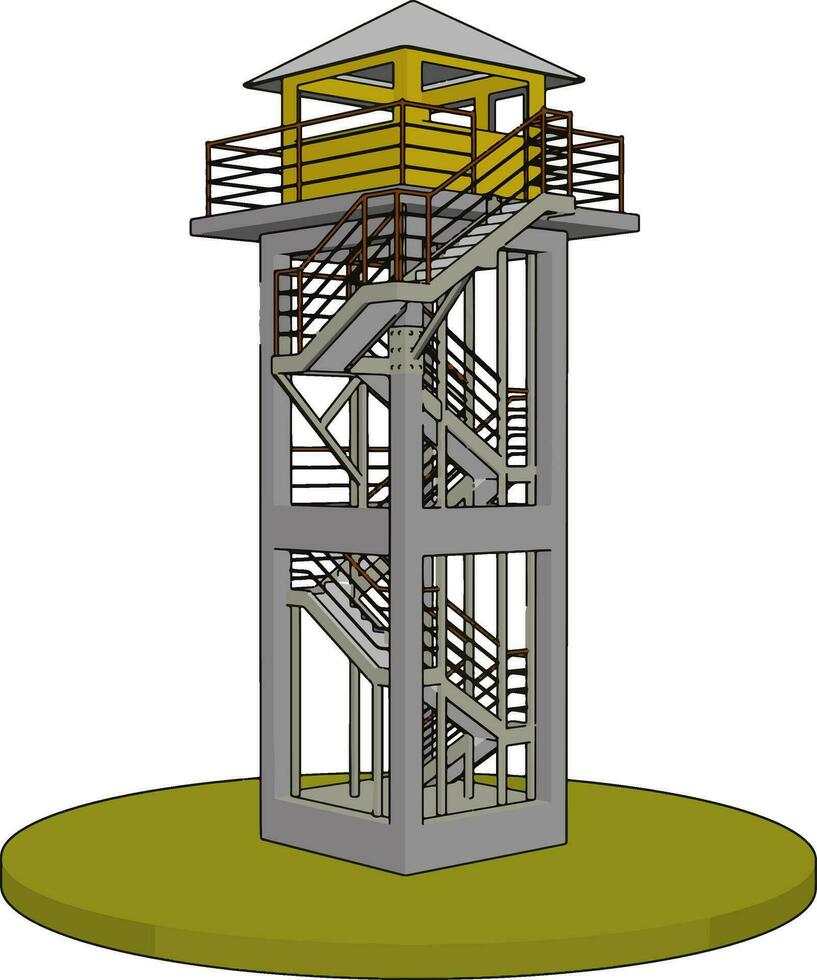 3d vector ilustración en blanco antecedentes de un reloj torre