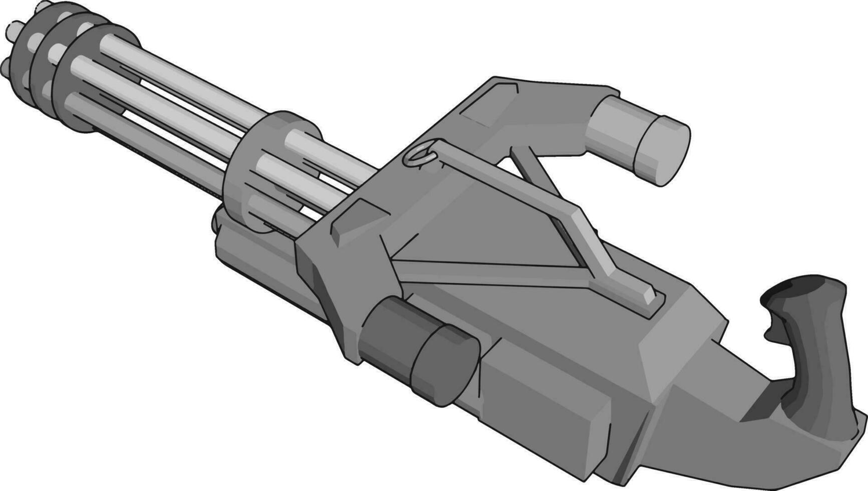 3D vector illustration on white background  of a military machine gun