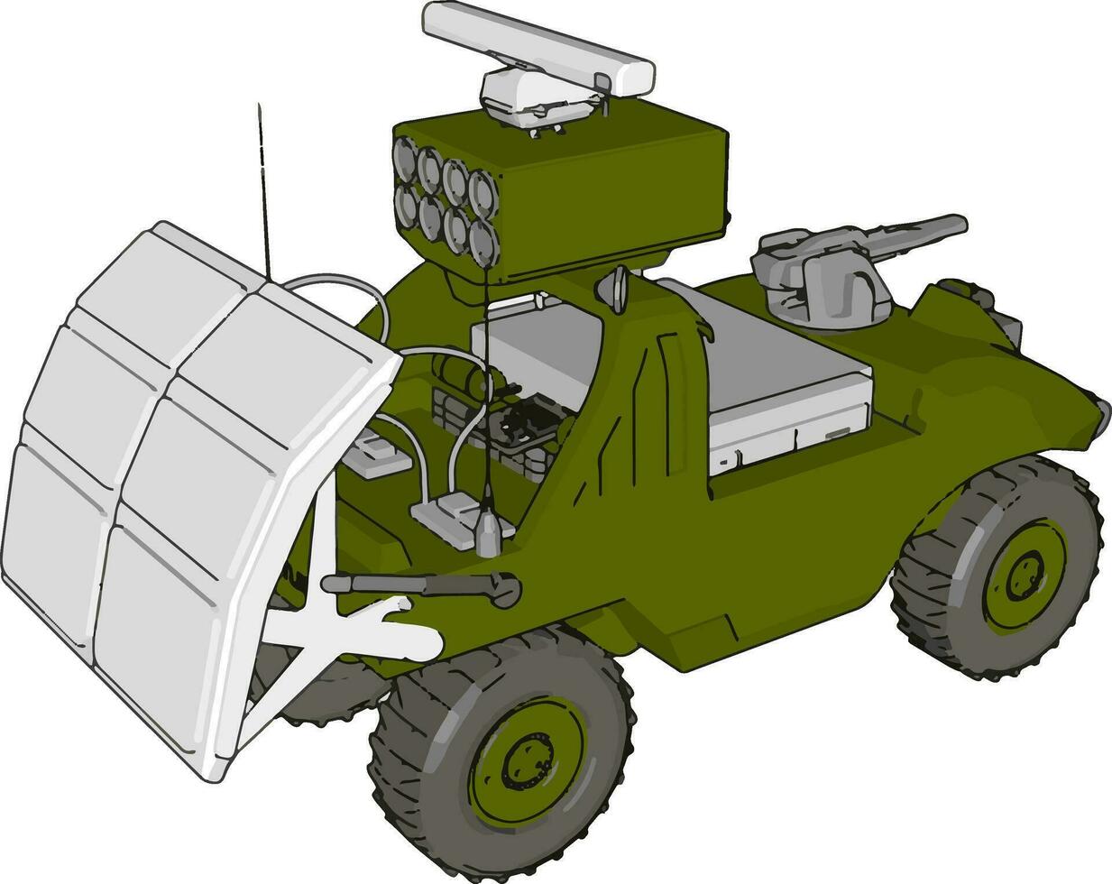 3d vector ilustración en blanco antecedentes de un militar misil lanzamiento vehículo