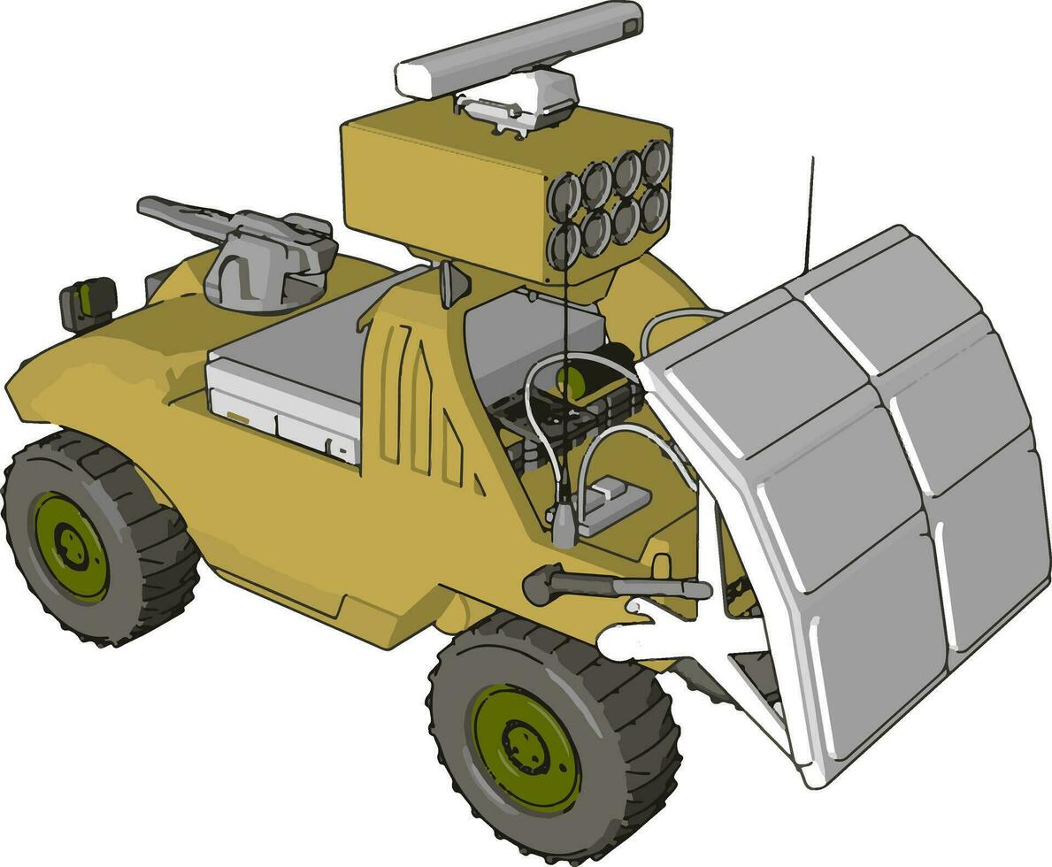 3D vector illustration on white background of a military missile launch vehicle