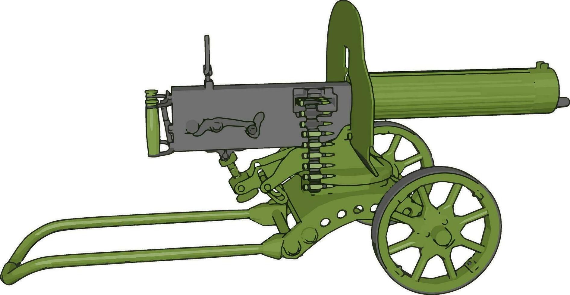 3D vector illustration on white background  of a green  military cannon