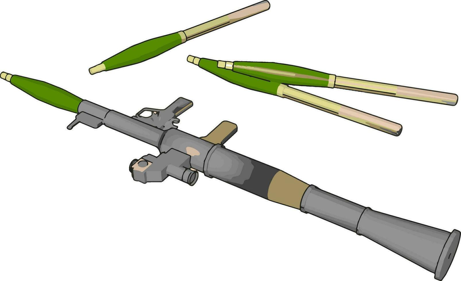 3D vector illustration on white background  of a military shoulder fired rocket launcher