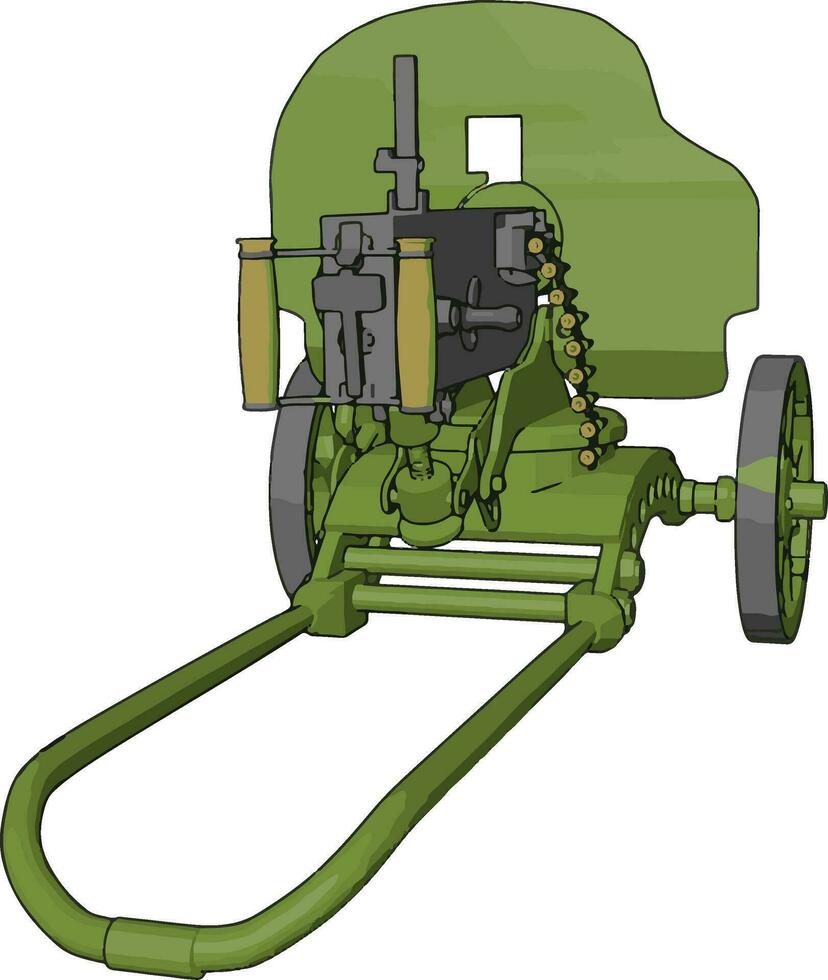 3D vector illustration on white background  of a green  military cannon