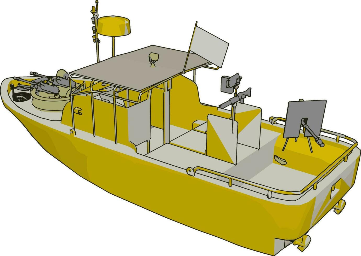 3D vector illustration on white background  of a military coast guard boat