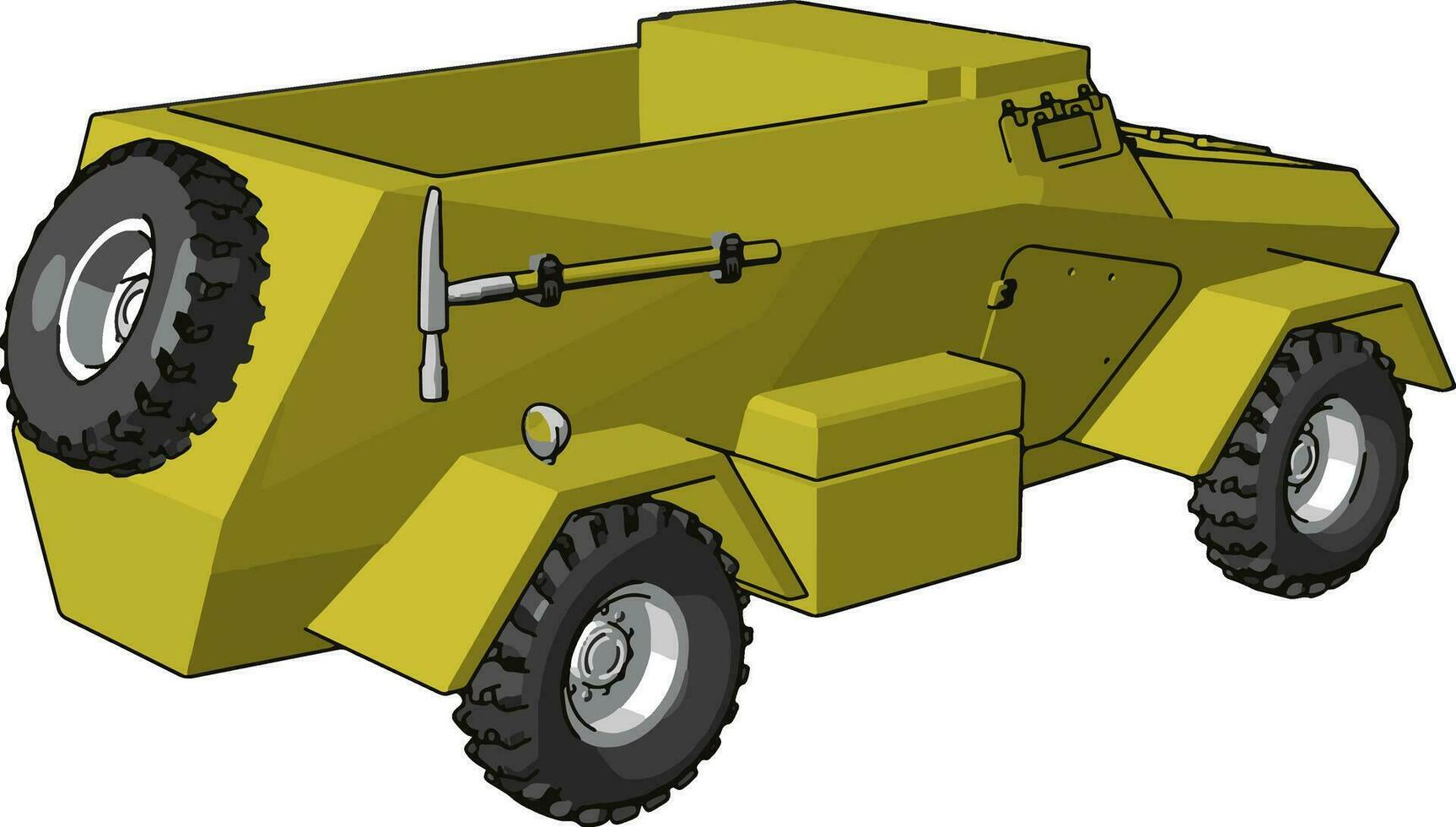 3d vector ilustración en blanco antecedentes de un amarillo blindado militar vehículo