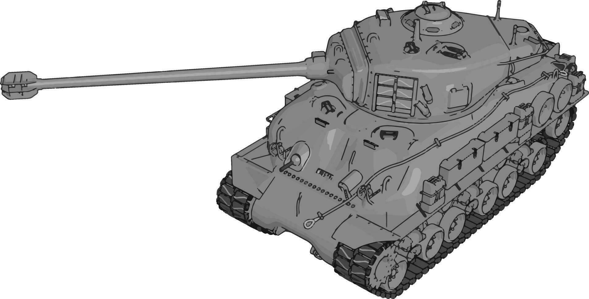 3D vector illustration on white background of a gray military tank