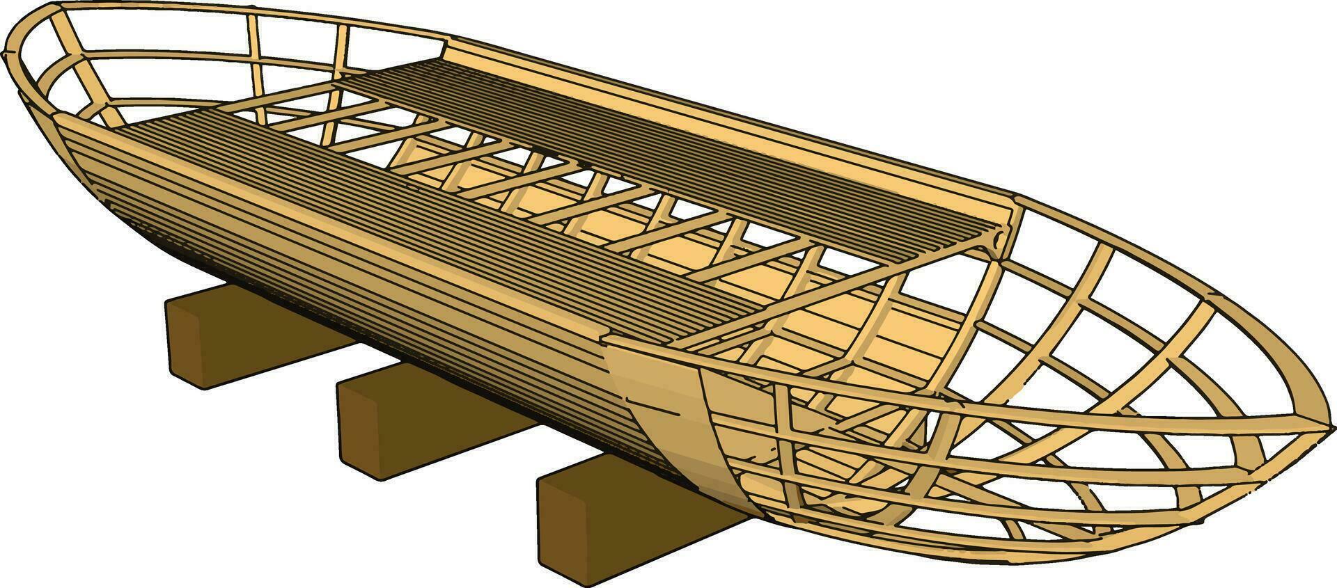 3d vector ilustración en blanco backgroudn de un marrón de madera barco quilla