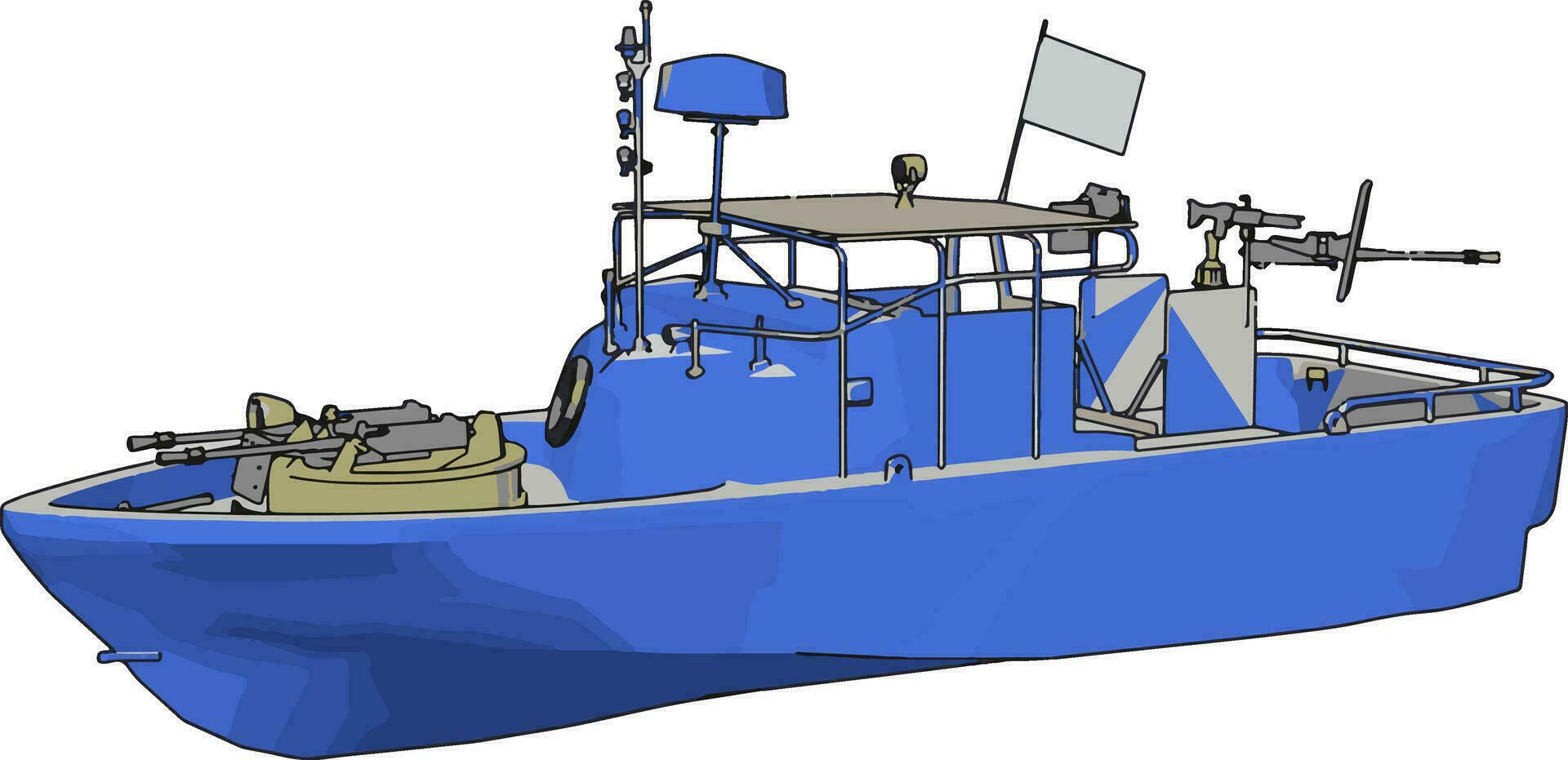 3d ilustración de un azul Ejército Embarcacion vector ilustración en blanco antecedentes