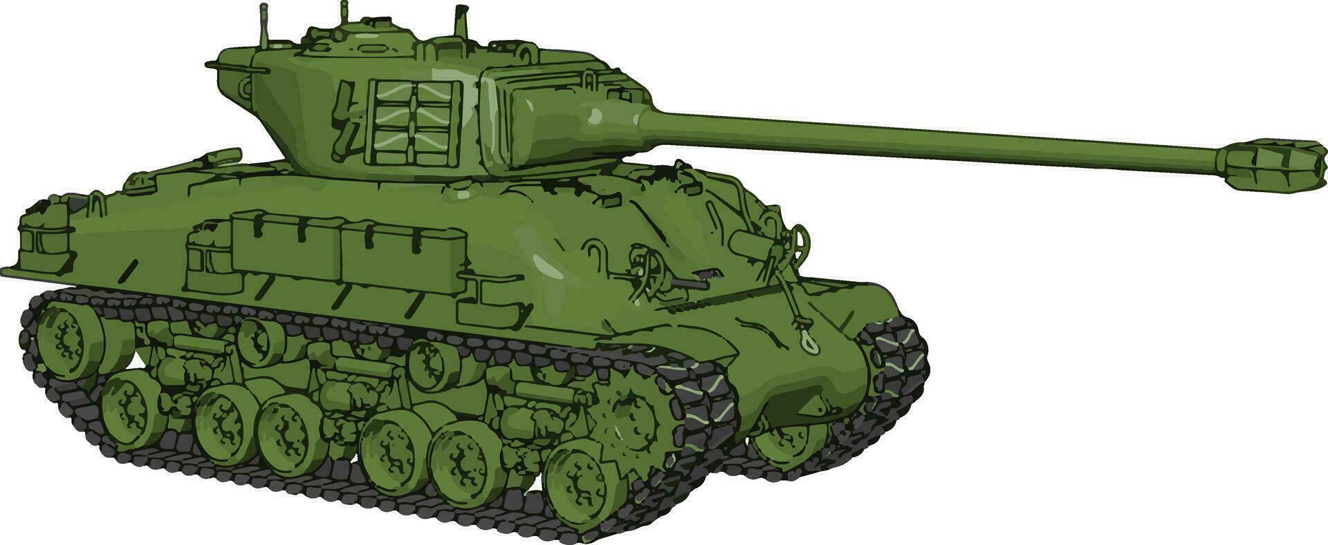 3D vector illustration on white background of a green military tank