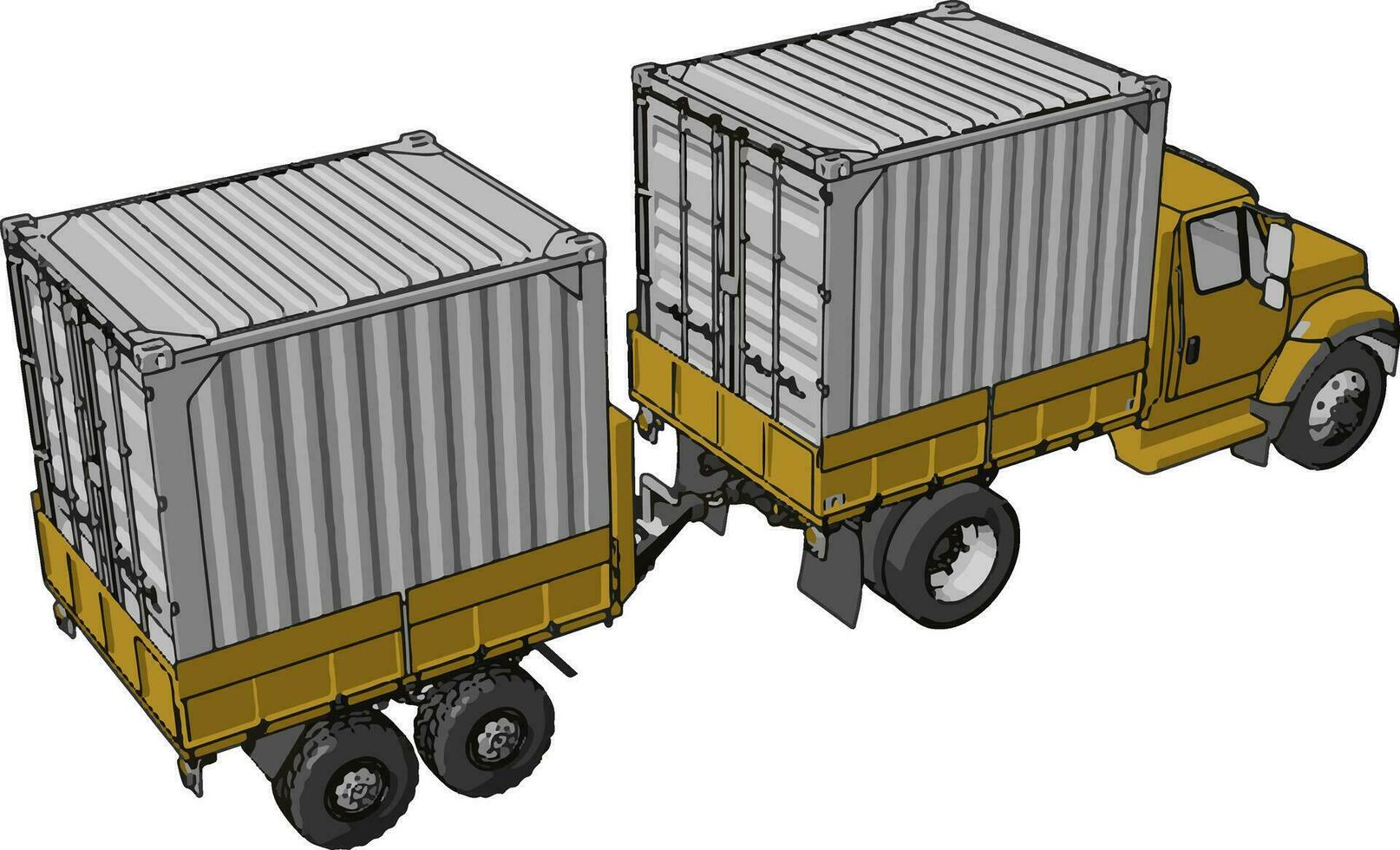 sencillo vector ilustración de un amarillo envase camión con remolque blanco antecedentes