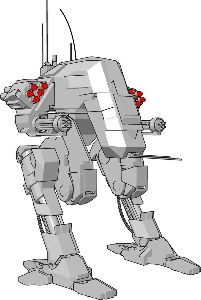 sencillo vector ilustración de un gris robot en pie blanco antecedentes