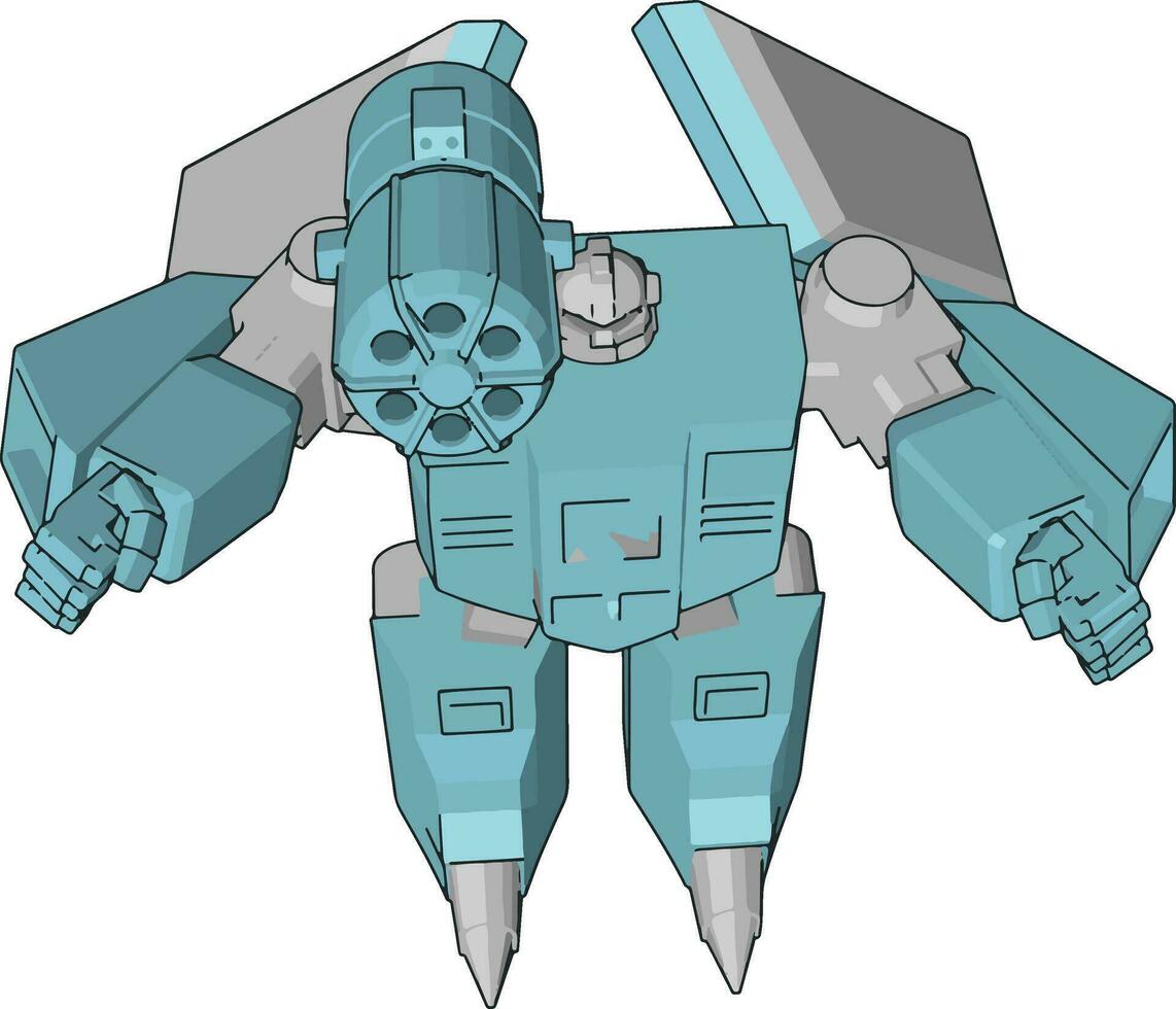 Grey and blue robot vector illustration  white background