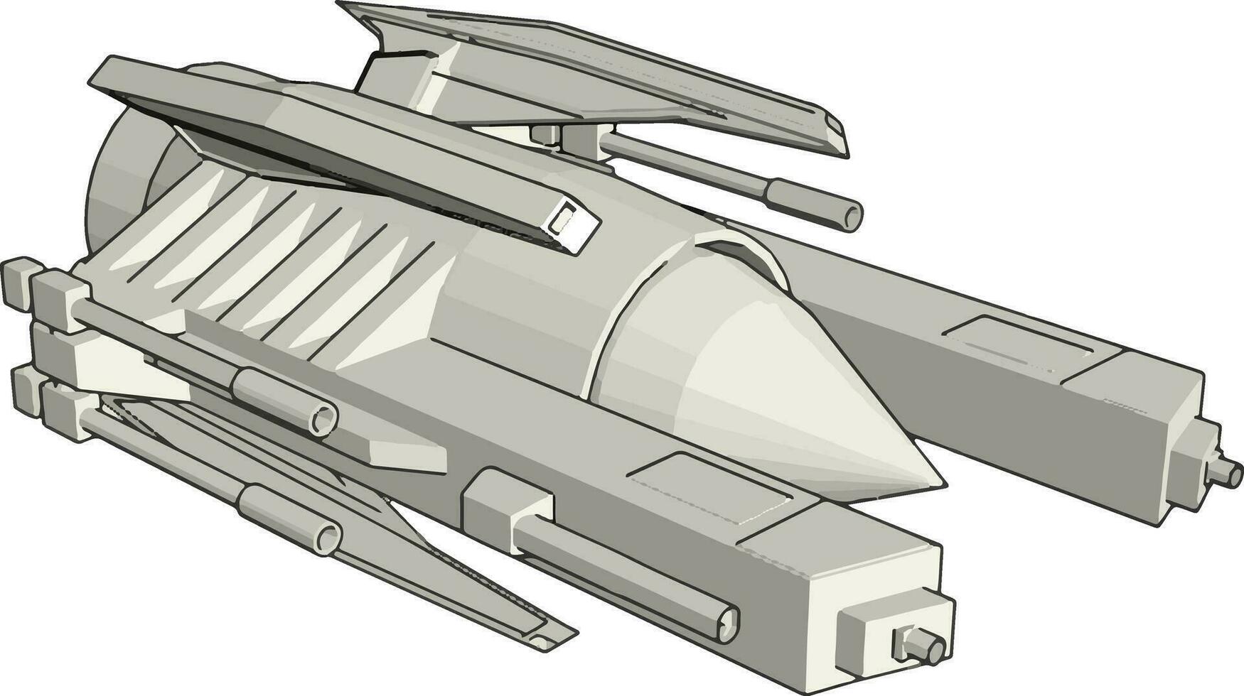 Sci-fi galaxy battle cruiser vector illustration on white background