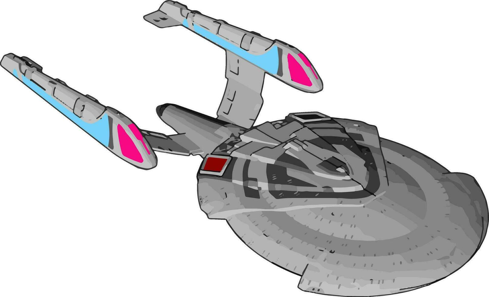 Fantasy Imperial spaceship vector illustration on white background