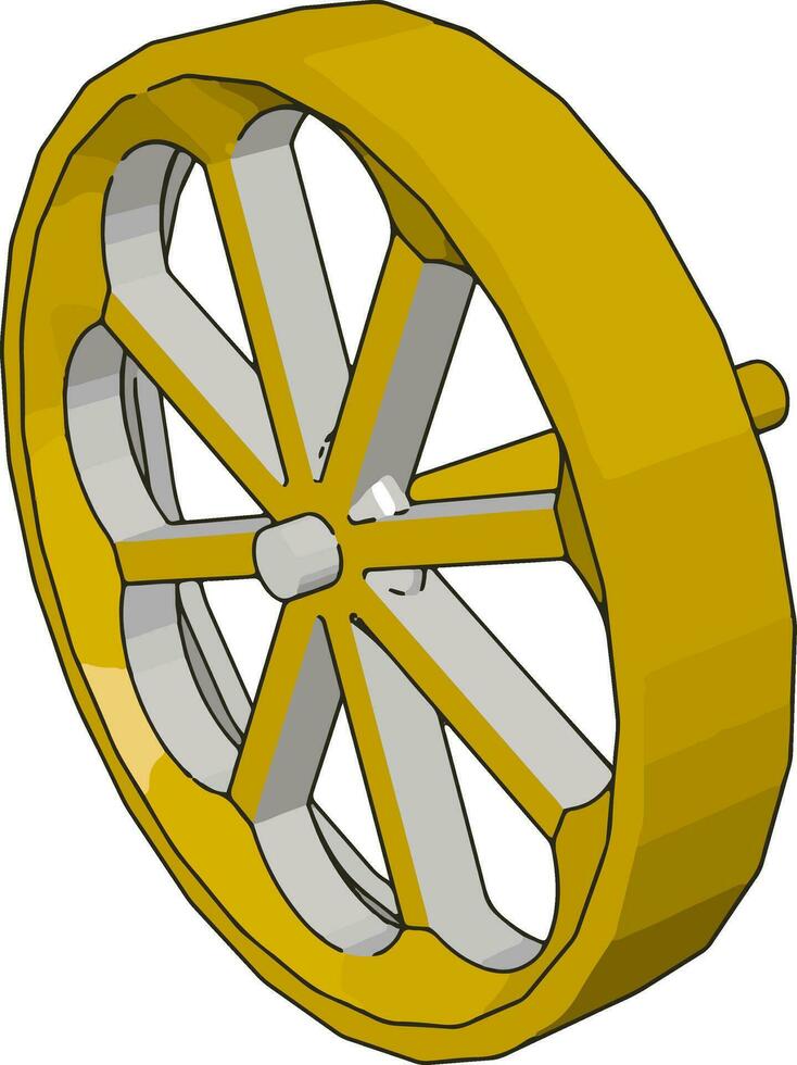 Simple vector illustration of a yellow wheel white background