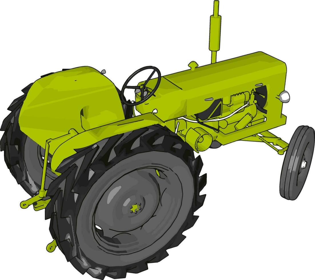 Green tractor vector illustration on white background