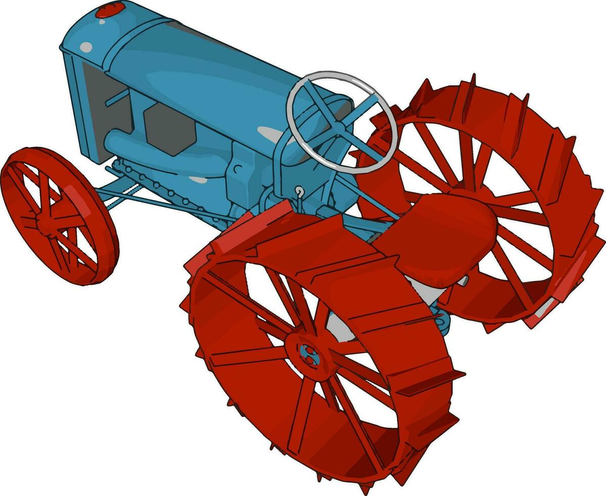 azul y rojo tractor vector ilustración en blanco antecedentes