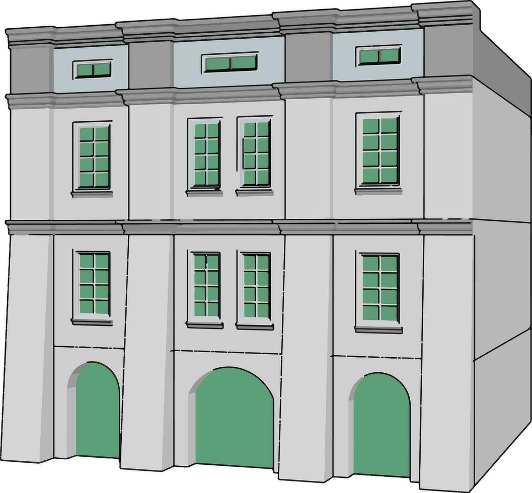 edificio blanco, ilustración, vector sobre fondo blanco.
