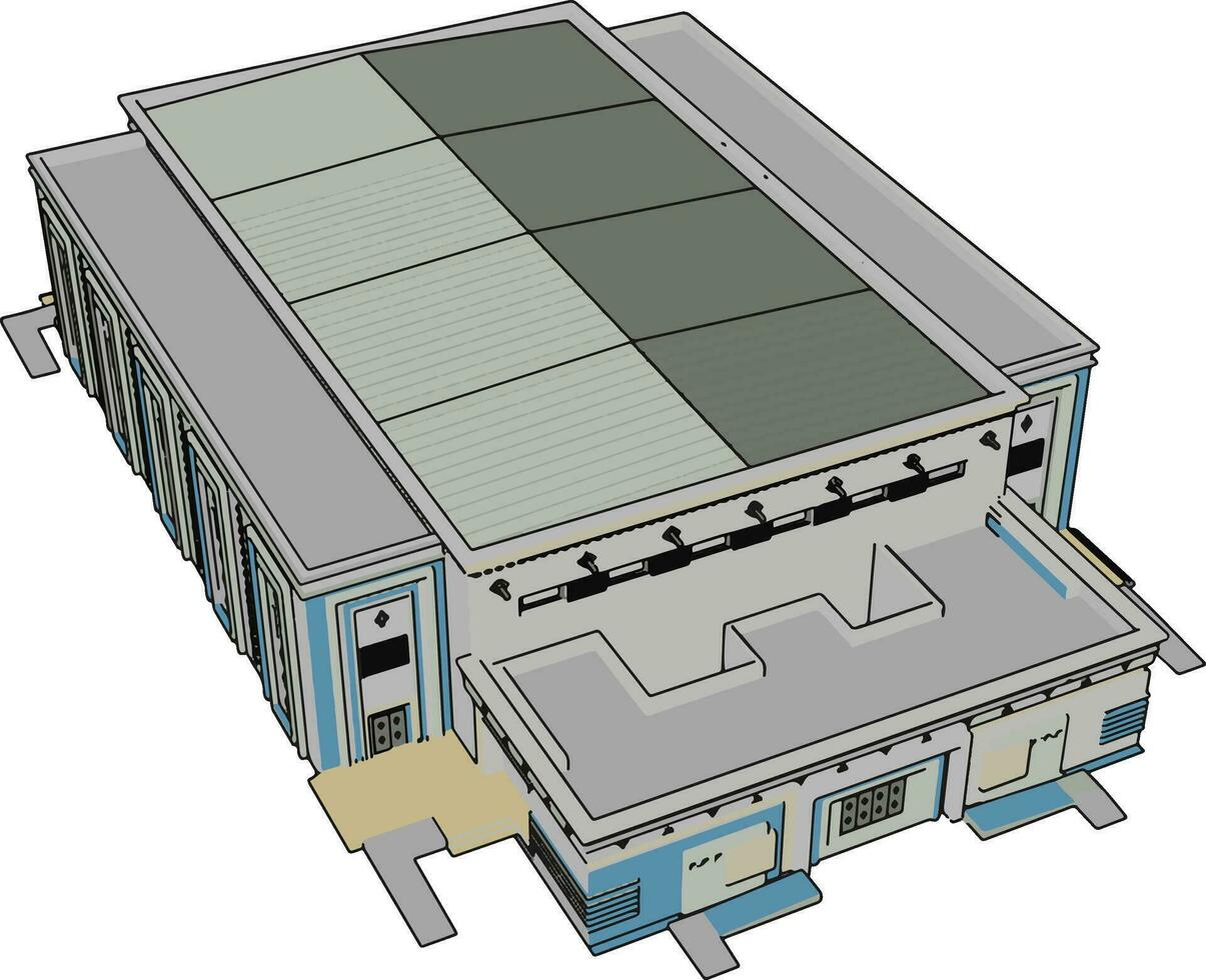 Big shopping center, illustration, vector on white background.