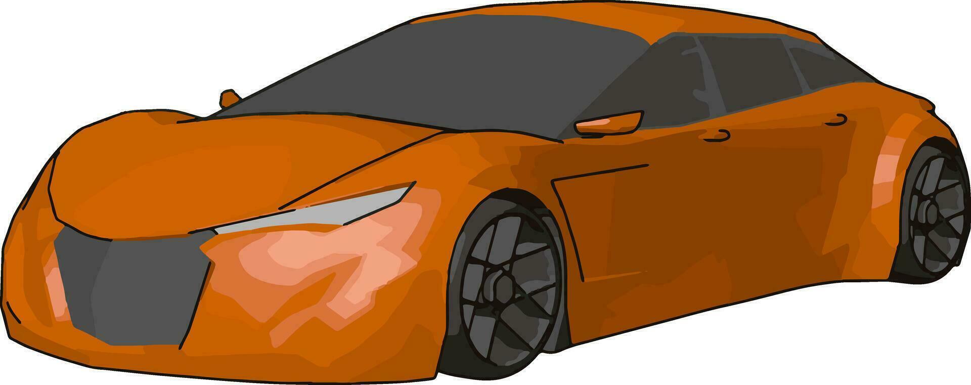 Orange lamborghini gallardo, illustration, vector on white background.