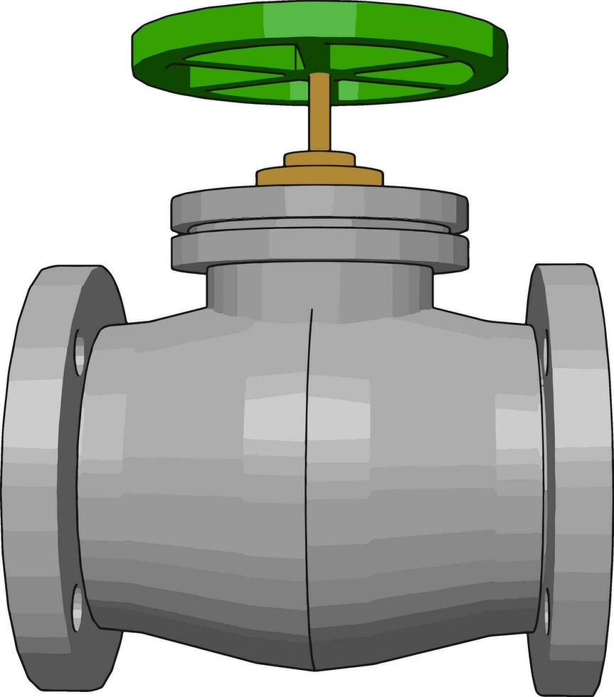 Green ball valve, illustration, vector on white background.