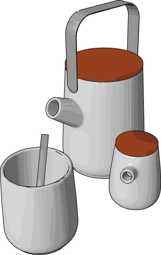 Thermo cups on table, illustration, vector on white background.