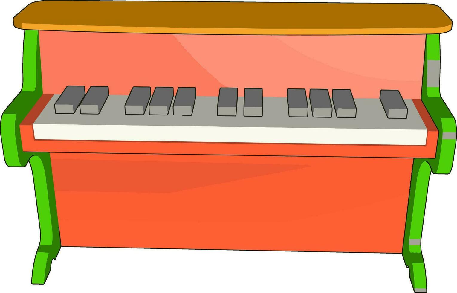 Juguete de piano rojo, ilustración, vector sobre fondo blanco., ilustración, vector sobre fondo blanco.