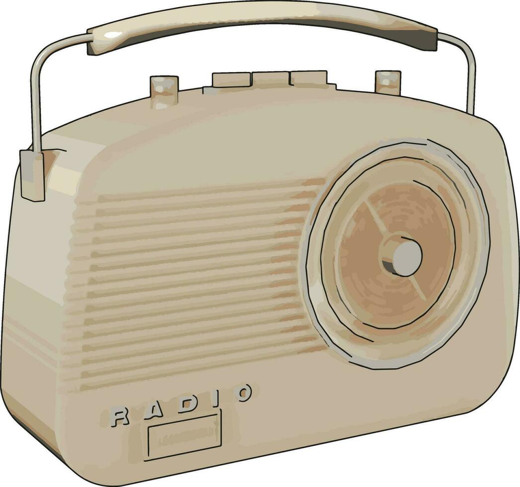 Retro old radio, illustration, vector on white background.