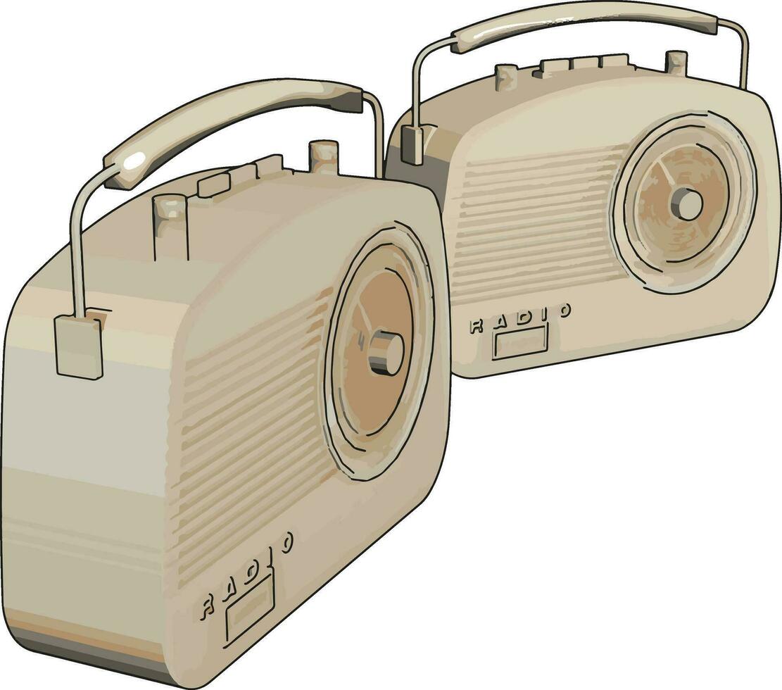 Retro old radio, illustration, vector on white background.