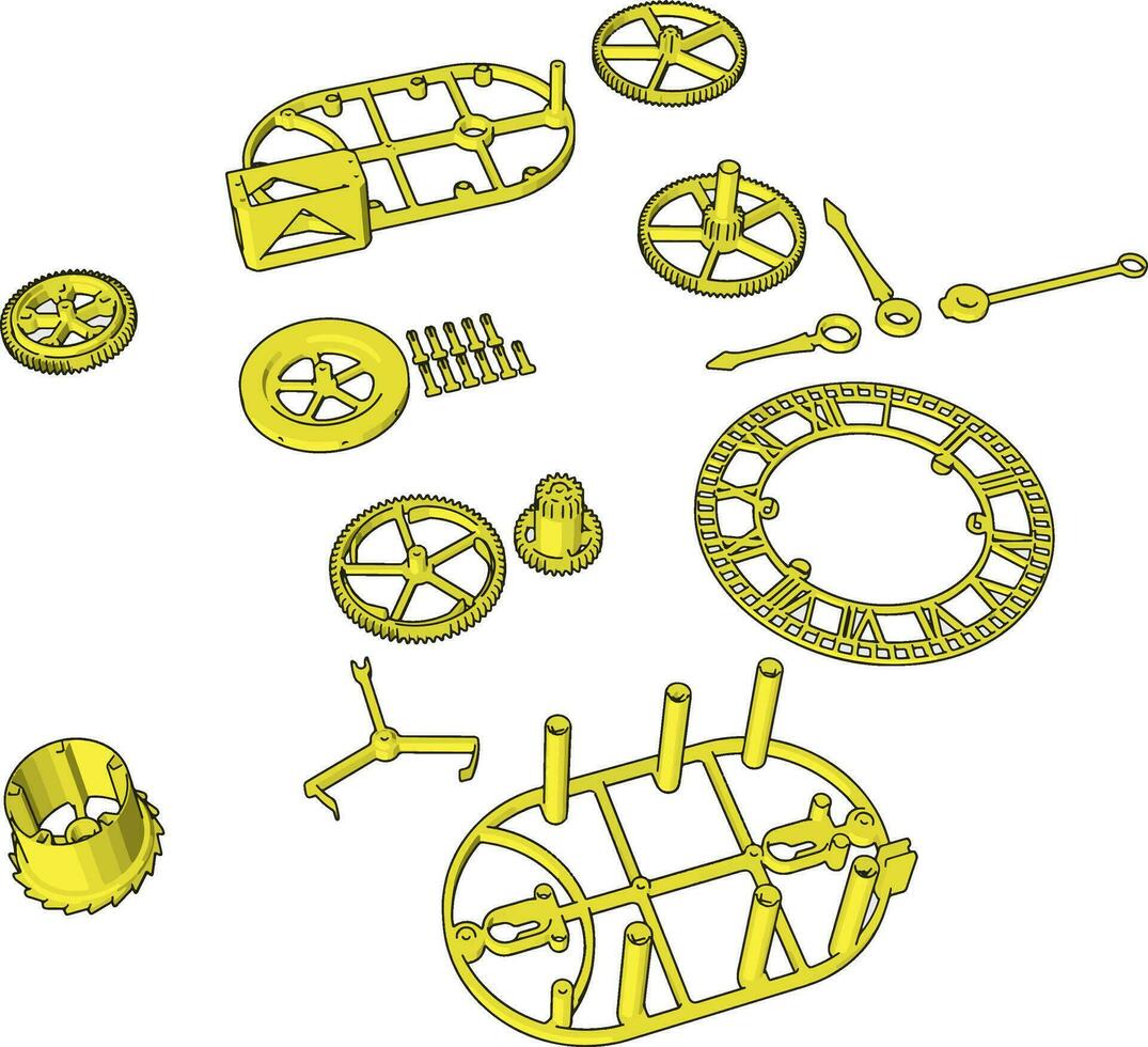 Yellow disassembled pieces, illustration, vector on white background.