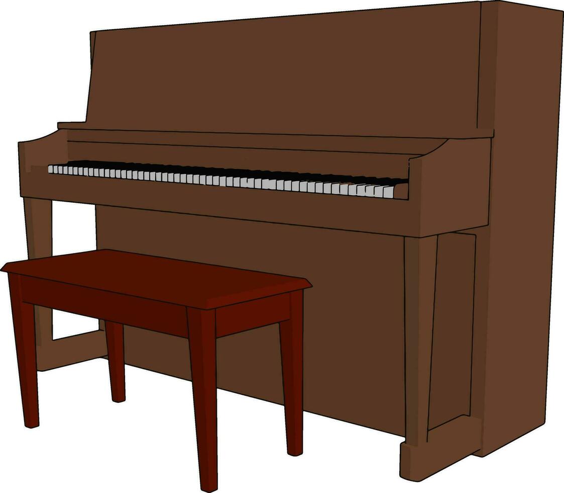 Clasic piano, illustration, vector on white background.