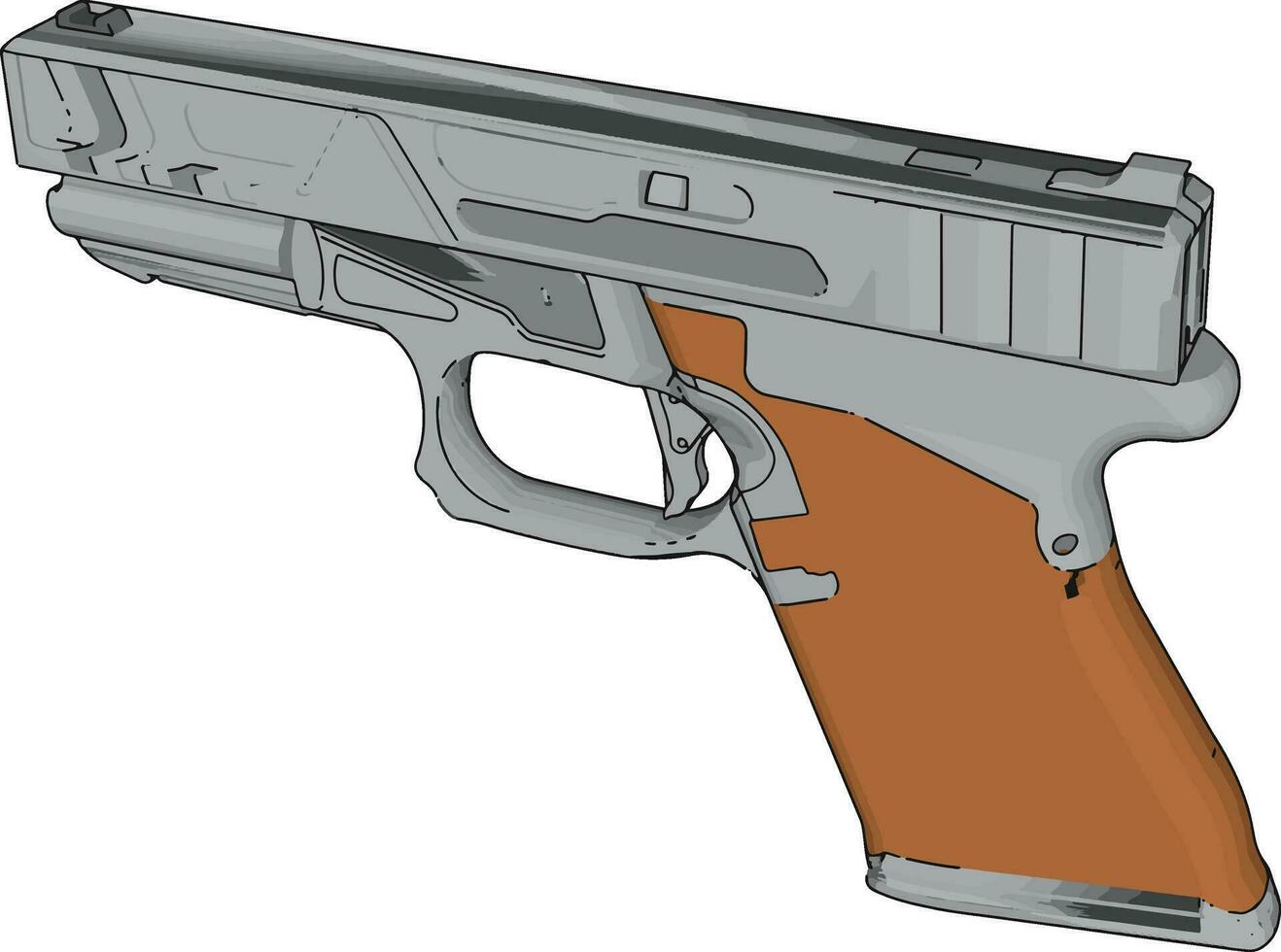 Model of a handgun, illustration, vector on white background.