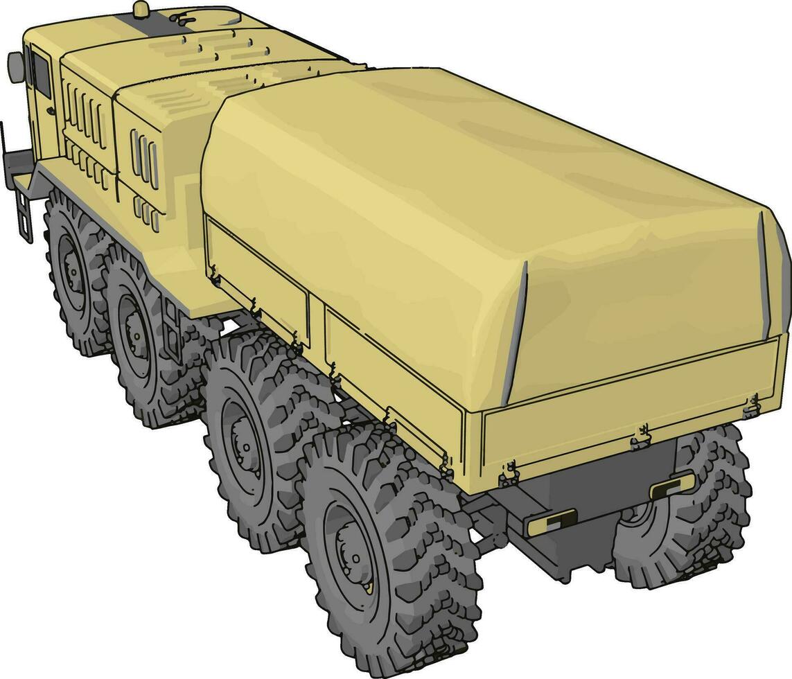 Sand military vehicle, illustration, vector on white background.