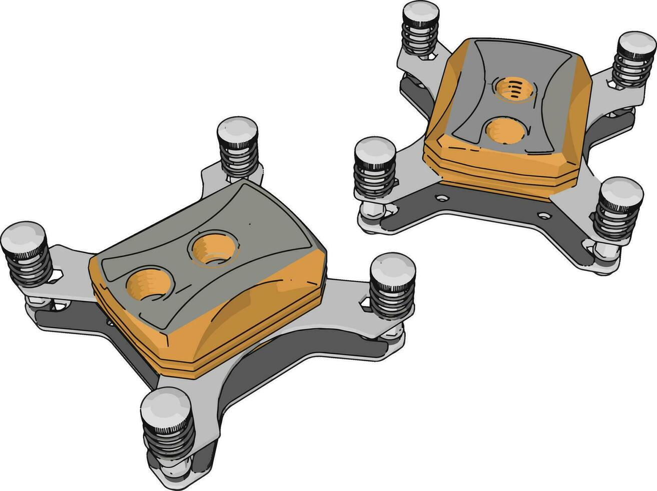 Processor cooling, illustration, vector on white background.