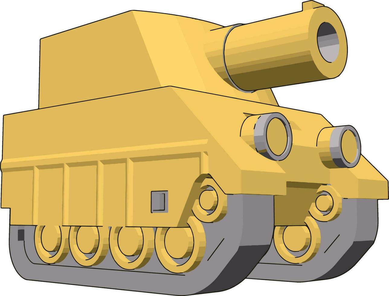 Small yellow tank, illustration, vector on white background.