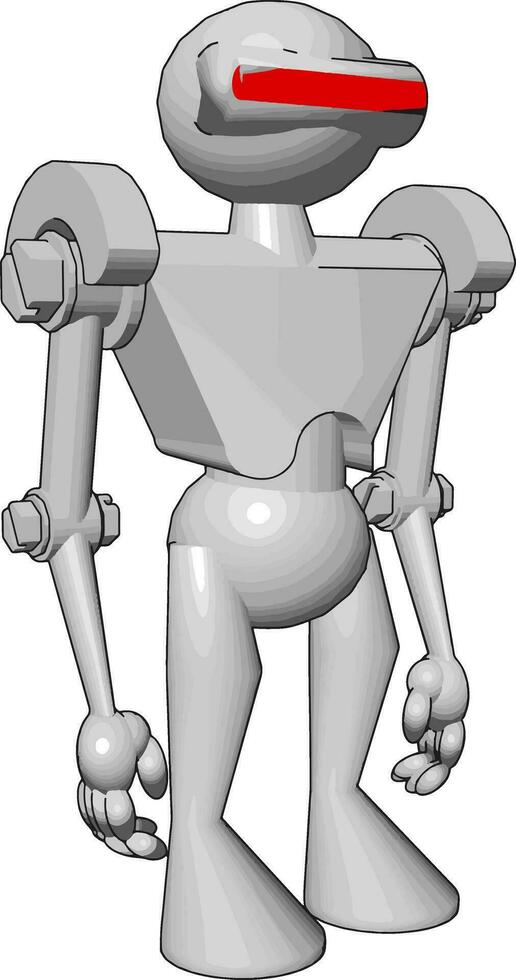 White robot, illustration, vector on white background.