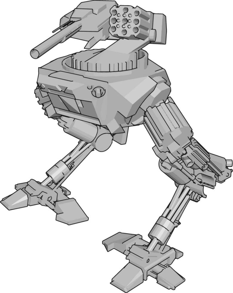 White war robot, illustration, vector on white background.
