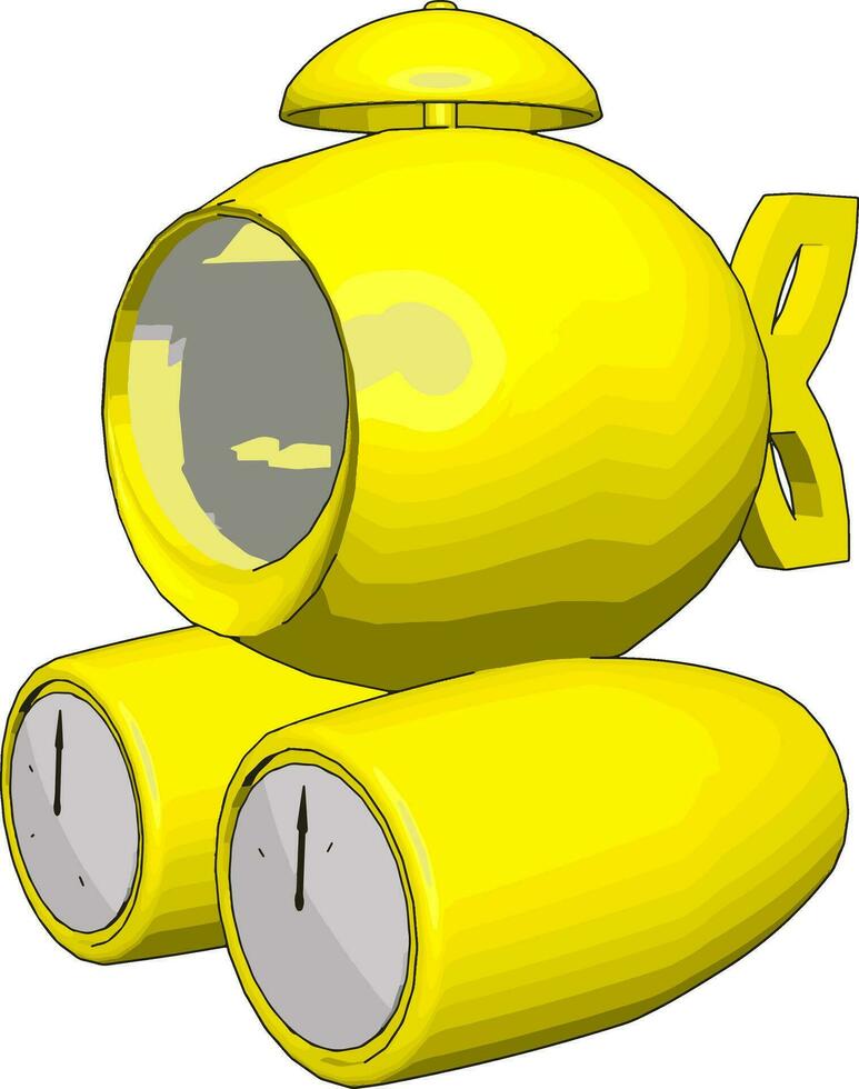 Yellow submarine, illustration, vector on white background.