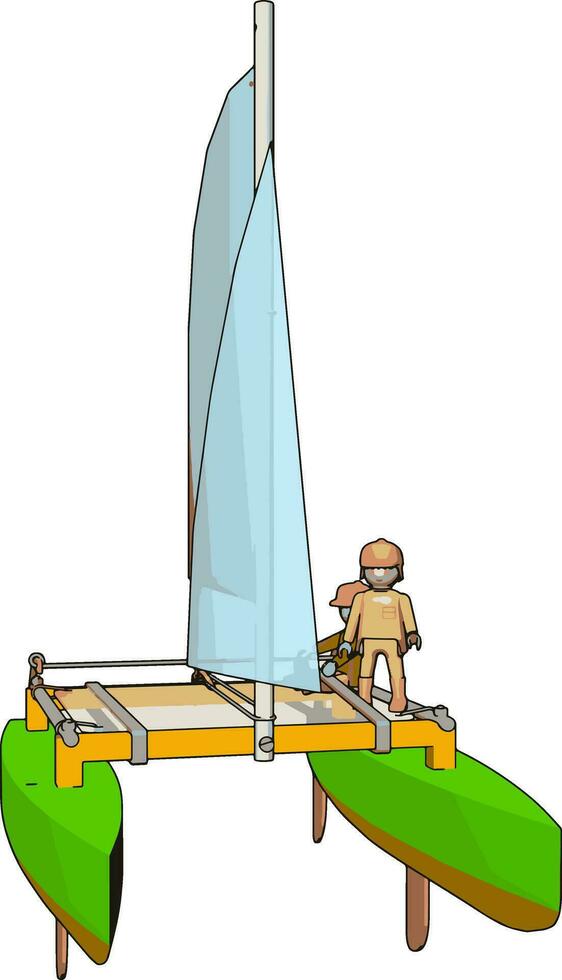 Barco de juguete, ilustración, vector sobre fondo blanco.