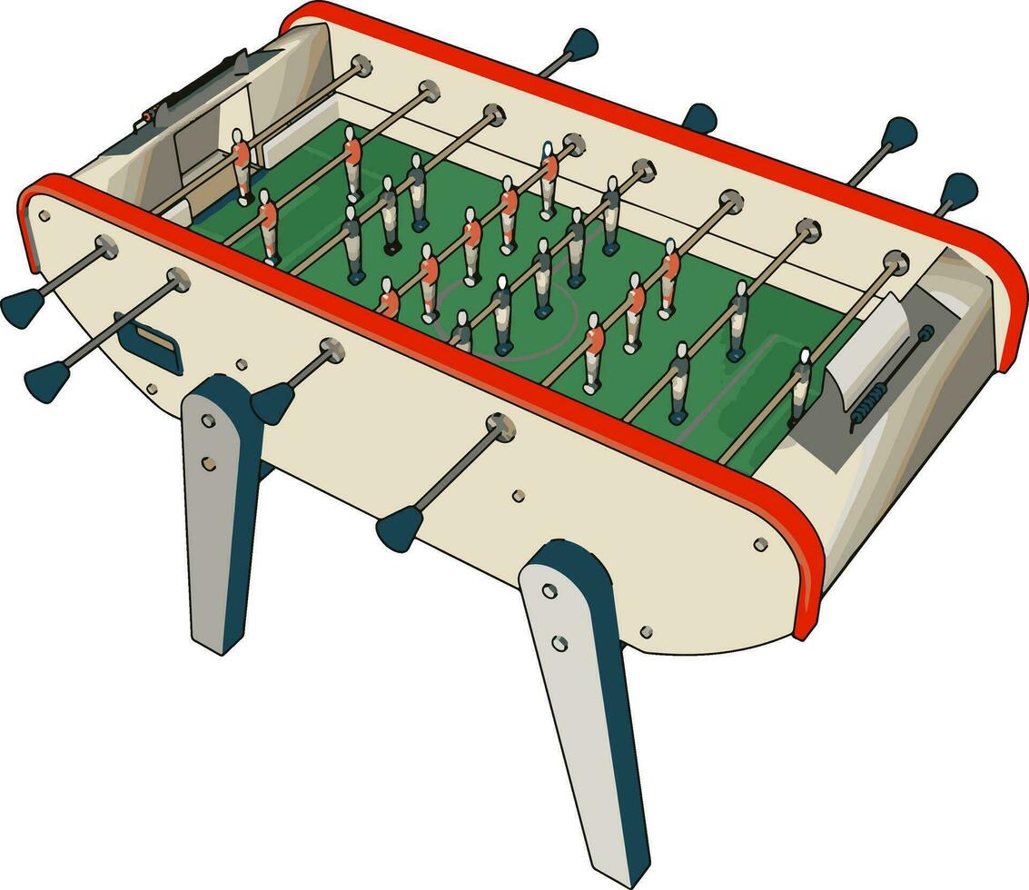 Juguete de futbolín, ilustración, vector sobre fondo blanco.