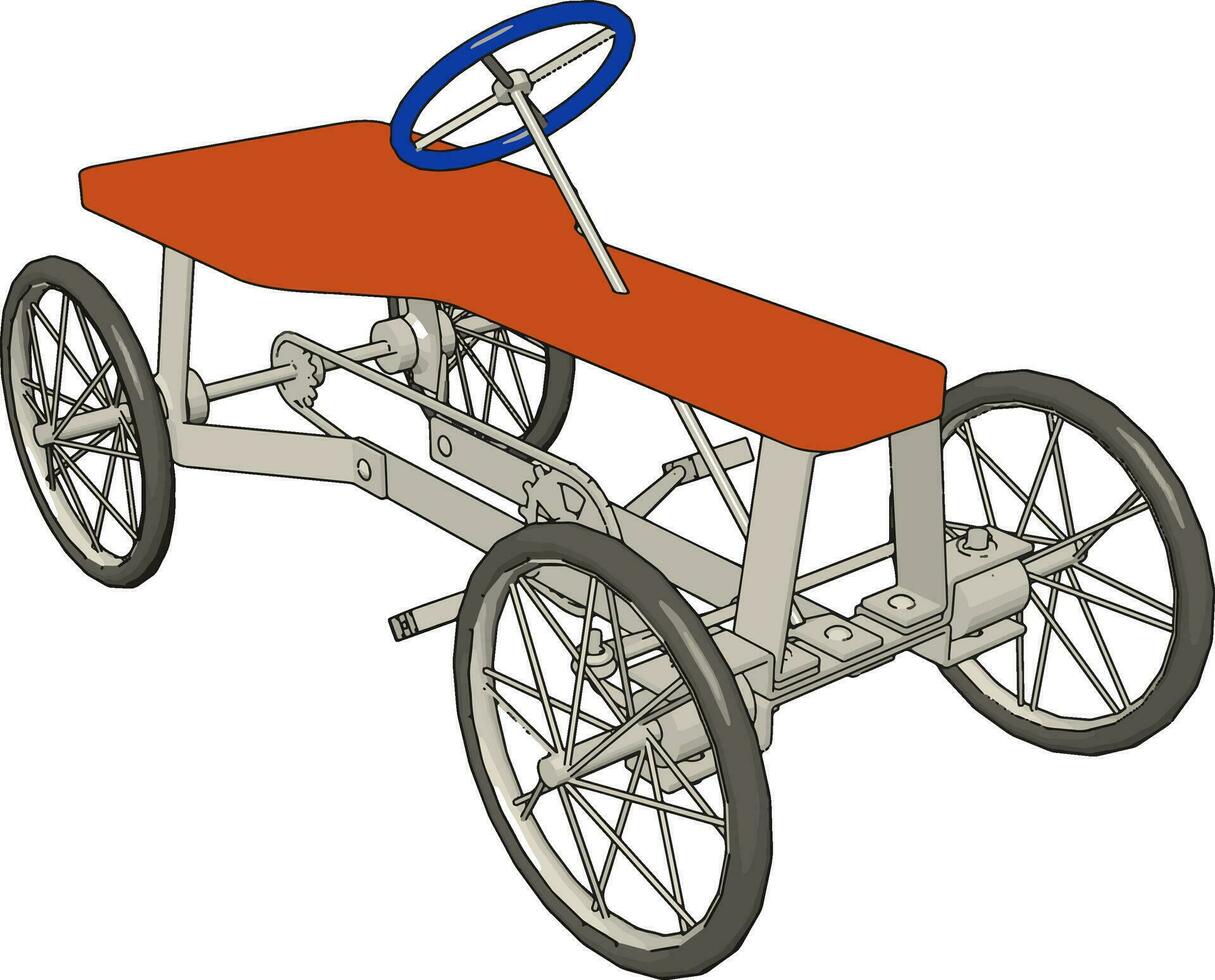 Red carriage, illustration, vector on white background.