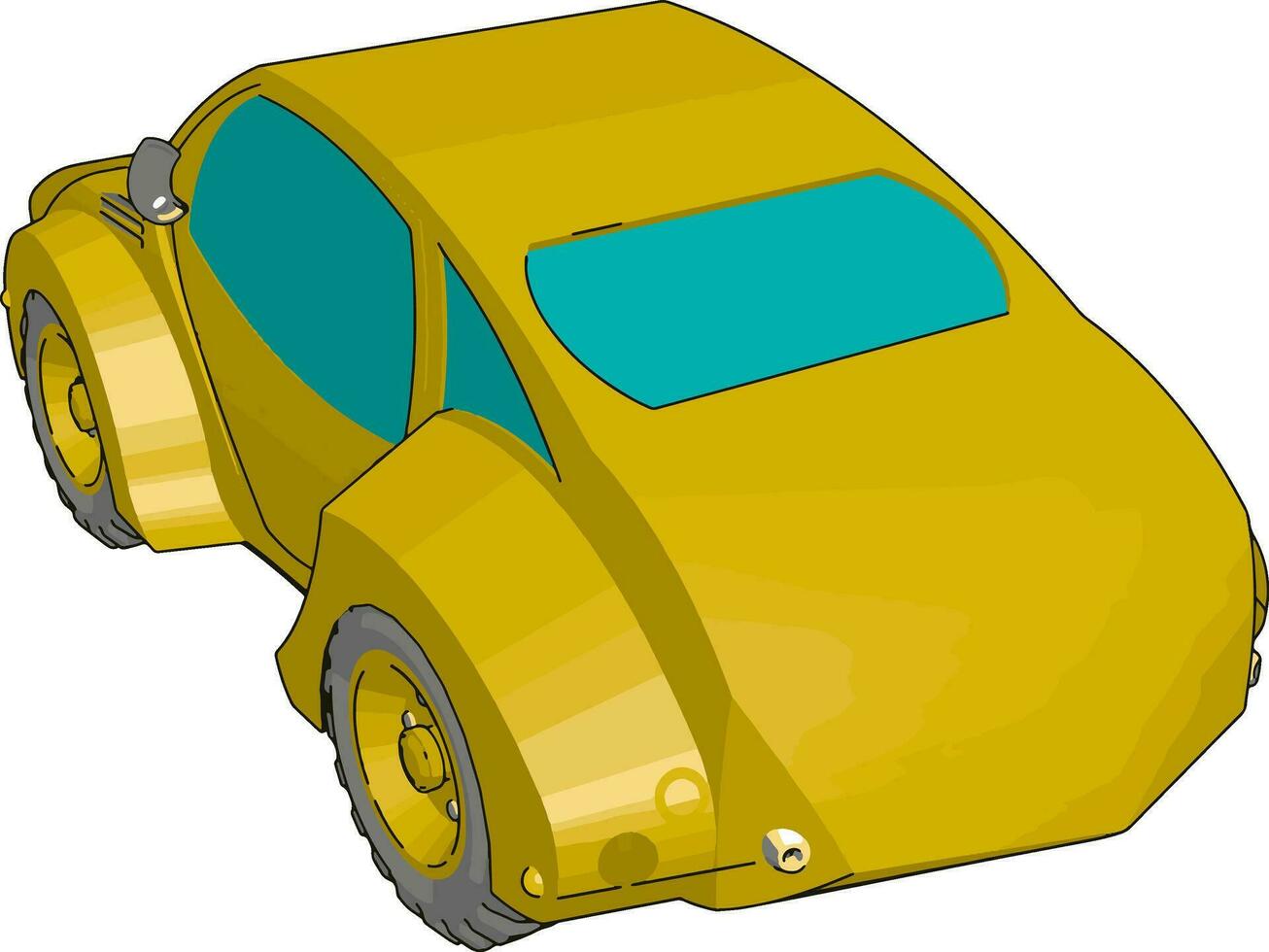 Cool yellow car, illustration, vector on white background.