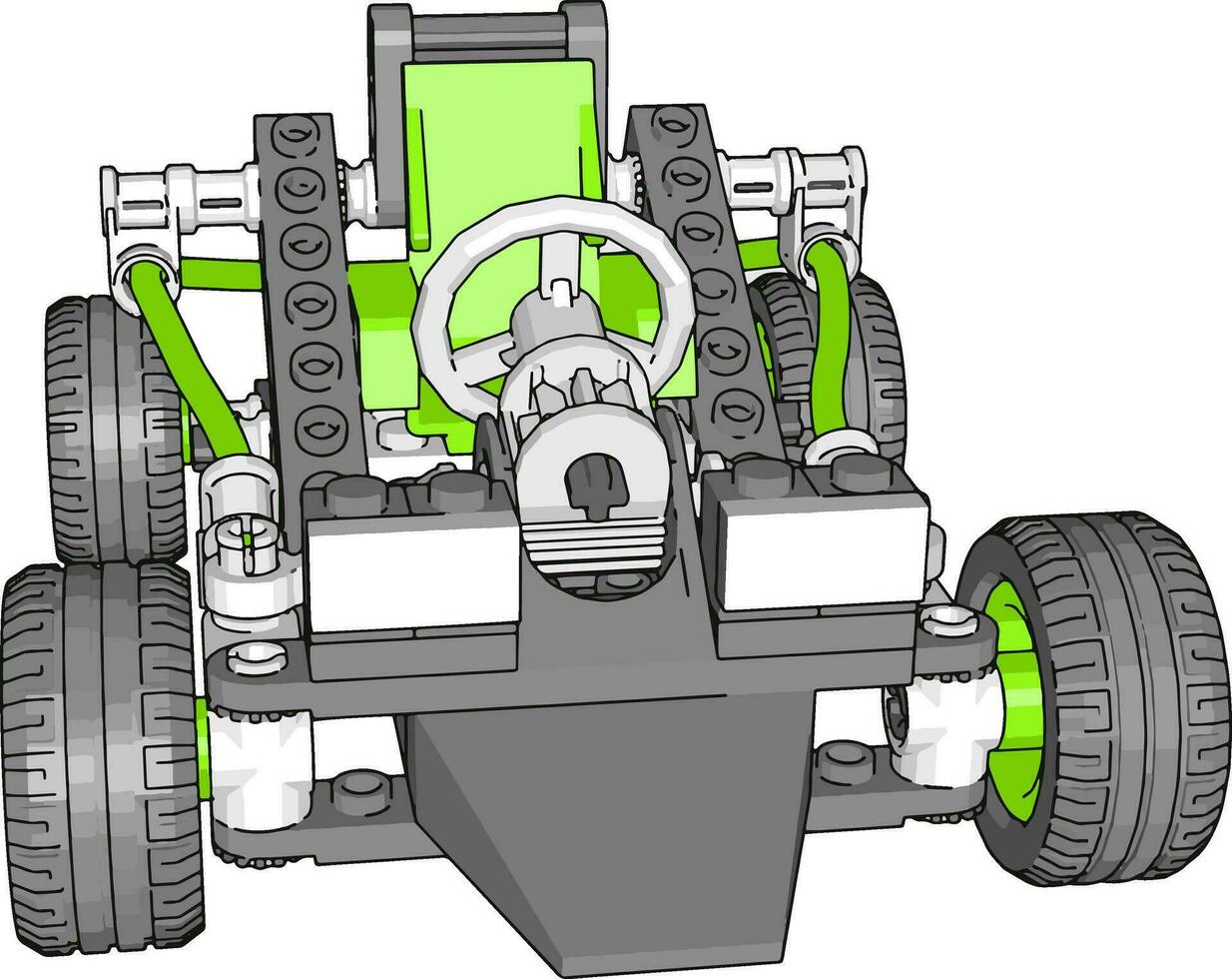 Green car, illustration, vector on white background.