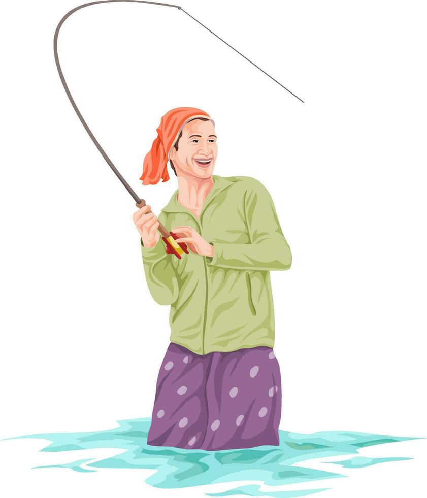 Vector of fisherman fishing.