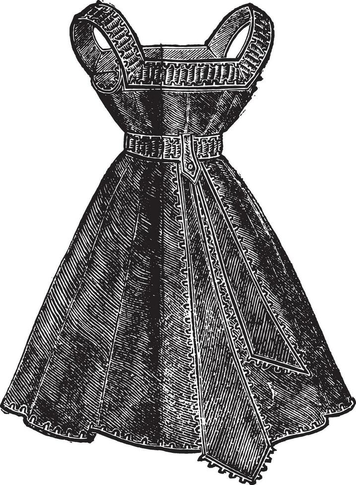 Overskirt, vintage engraving. vector