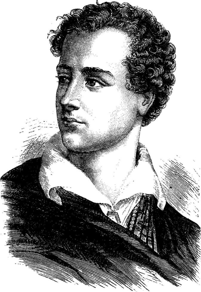 Lord Byron, vintage engraving. vector