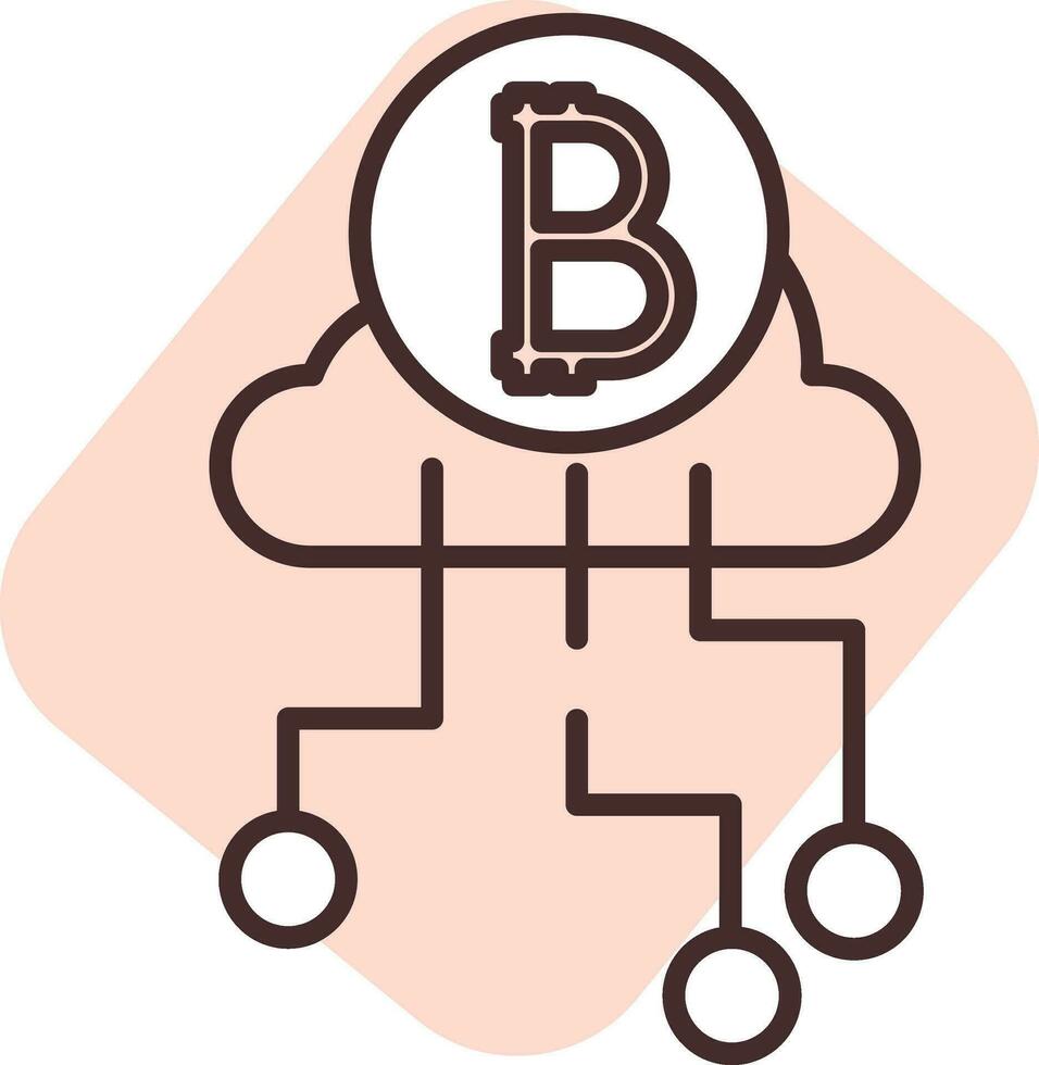 Blockchain cloud, icon, vector on white background.