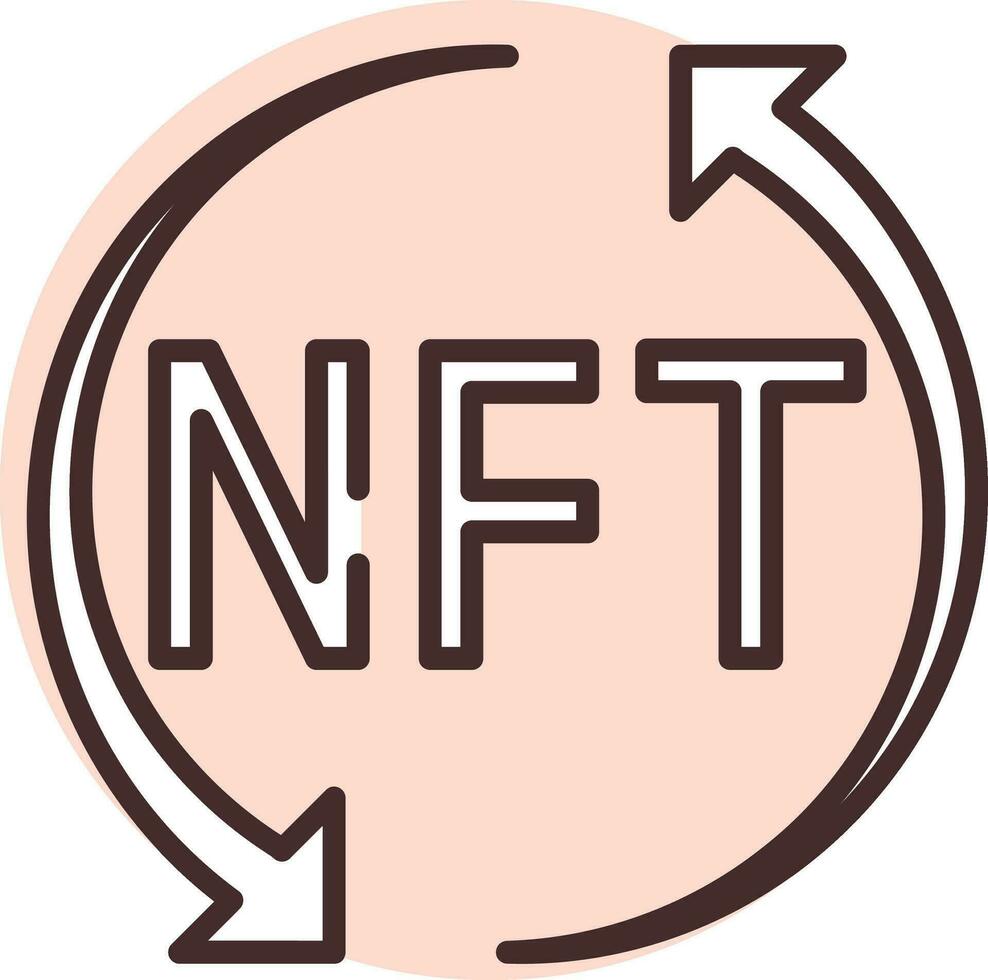 comercio nft blockchain, icono, vector sobre fondo blanco.